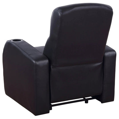 Upholstered recliner with cup holder in black leather by Unique Piece Furniture on Tampa Home & Garden Store