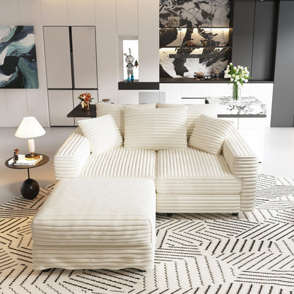 Deep Seat Sofa Bed With Ottoman and Soft Pillows