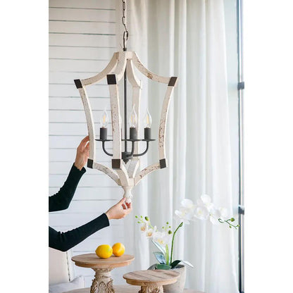 Cream 4 Light Chandelier with Adjustable Chain