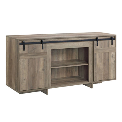 Bellarosa TV Stand rustic wood finish with black sliding hardware by Unique Piece Furniture on Tampa Home & Garden Store