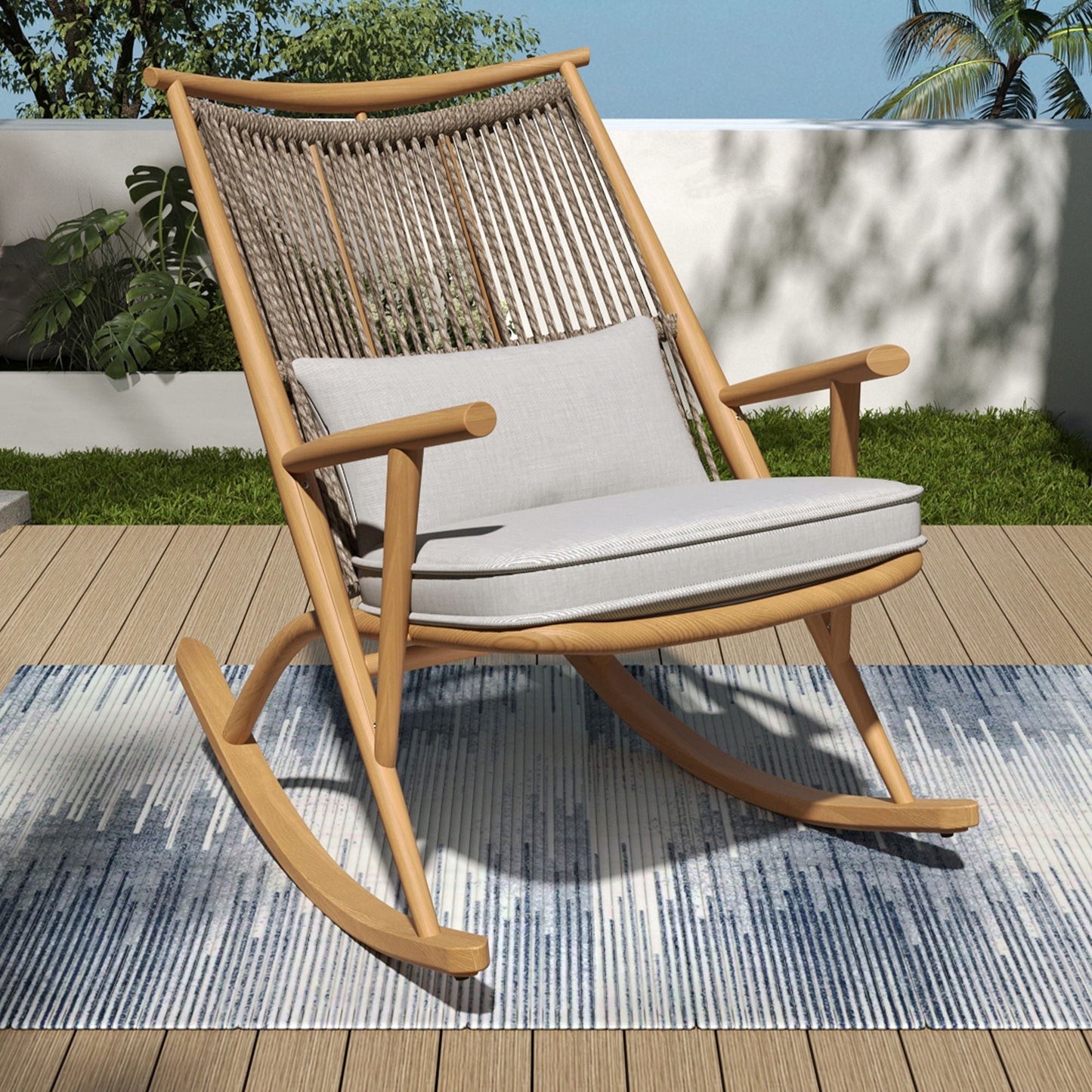 Elegant Outdoor Rocking Chair And Maple Finish