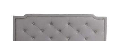 Button tufted upholstered headboard in gray fabric with diamond tufting Unique Piece Furniture on Tampa Home & Garden Store