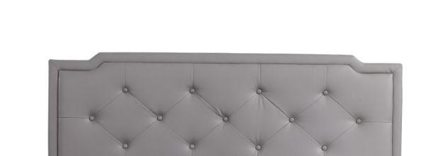 Button tufted upholstered bed headboard in gray fabric with diamond tufting HouseOfZazla on Tampa Home & Garden Store