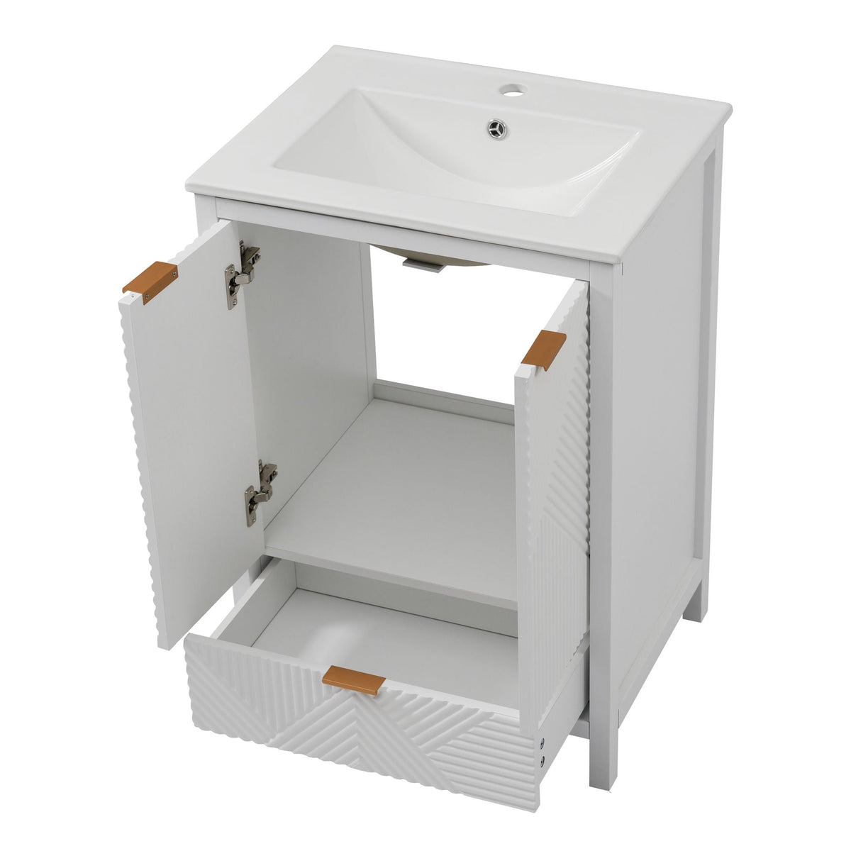 Bathroom vanity with sink, white finish, compact storage, HouseOfZazla on Tampa Home & Garden Store