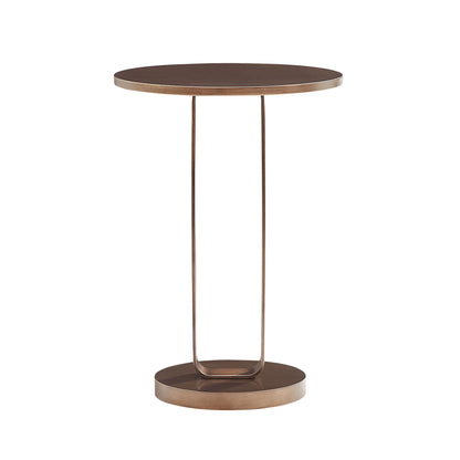 Round Accent Table with Open Oval Pedestal antique bronze metal frame dark top by HouseOfZazla on Tampa Home & Garden Store