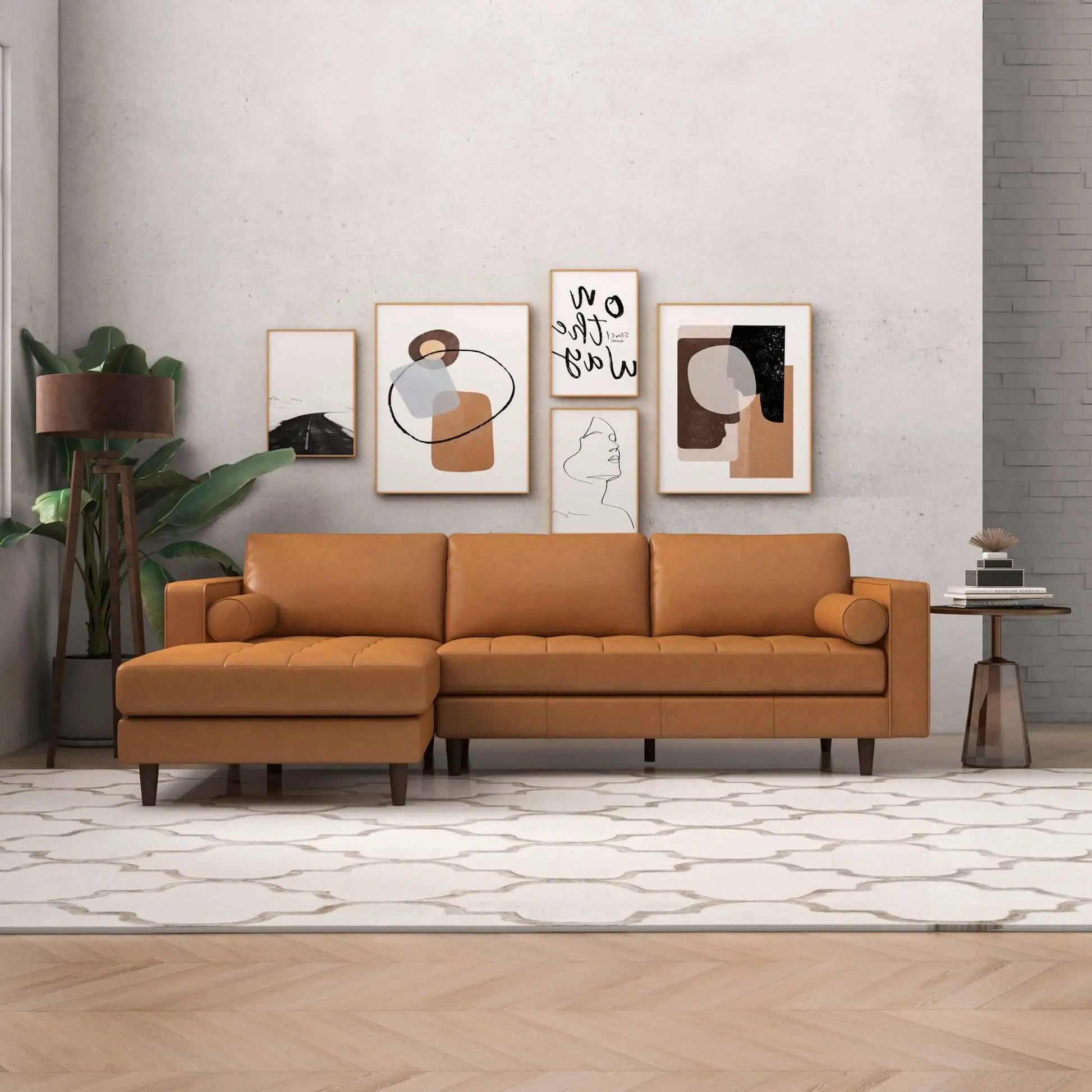 Anthony Corner Sectional Sofa caramel leather from Unique Piece Furniture stationary on Tampa Home & Garden Store