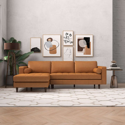 Anthony Corner Sectional Sofa by HouseOfZazla in tan leather for a modern living room on Tampa Home & Garden Store