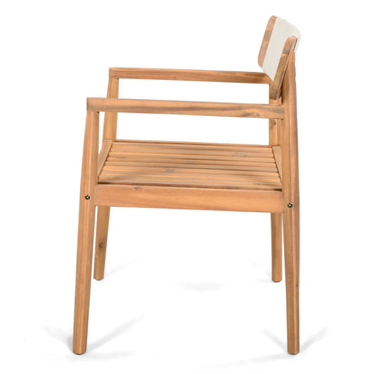 Set of Two Braided Acacia Outdoor Dining Chairs