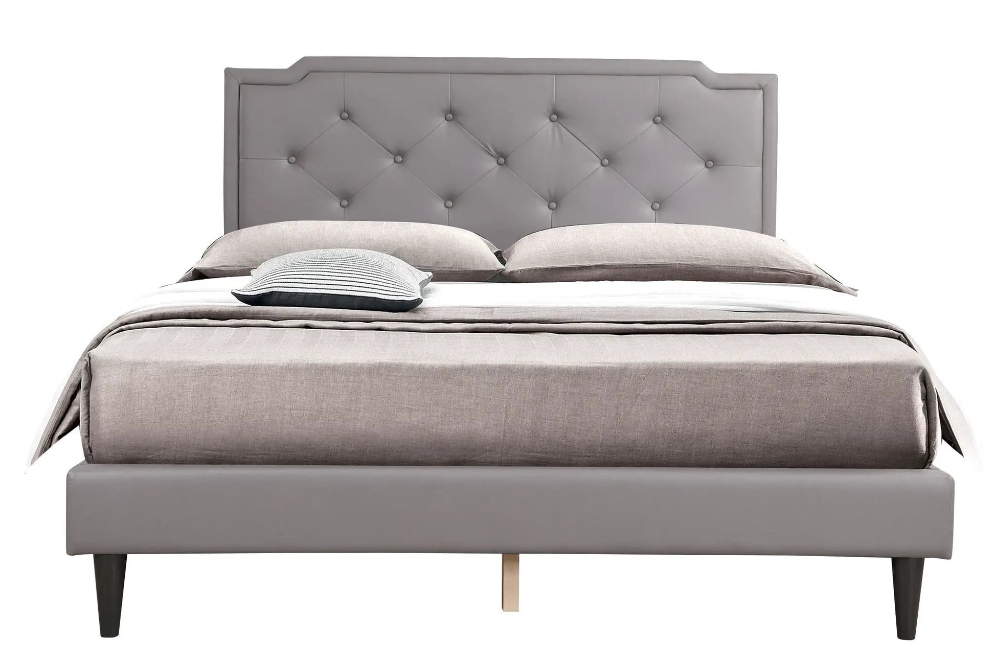 Button Tufted Upholstered Bed in gray with diamond-tufted headboard by Unique Piece Furniture on Tampa Home & Garden Store