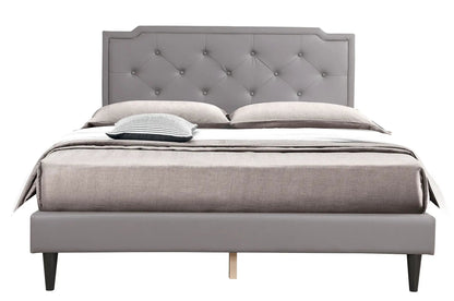 Button Tufted Upholstered Bed in gray with diamond-tufted headboard by Unique Piece Furniture on Tampa Home & Garden Store