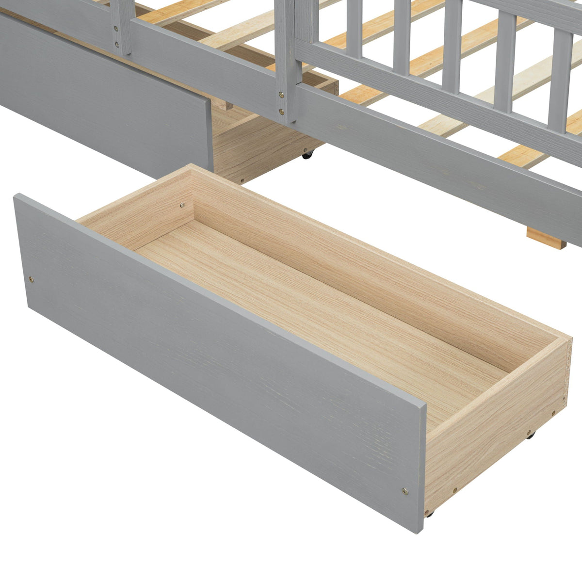 Platform bed frame gray with two under-bed storage drawers on Tampa Home & Garden Store