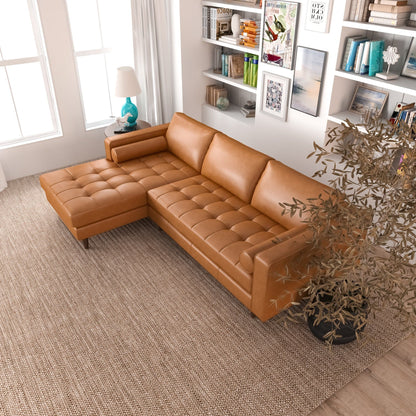 Anthony corner sectional sofa tan leather with tufted cushions in an L shape on Tampa Home & Garden Store