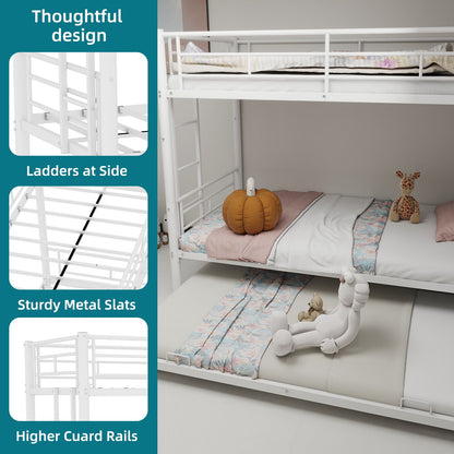 Bunk Bed for Kids white metal frame with side ladders and guardrails HouseOfZazla on Tampa Home & Garden Store