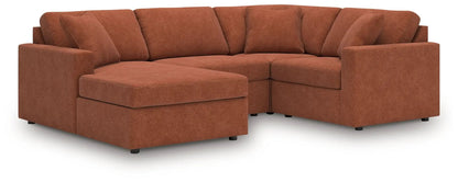 Modmax Spice sectional sofa, stationary L-shaped with chaise, burnt orange fabric on Tampa Home & Garden Store