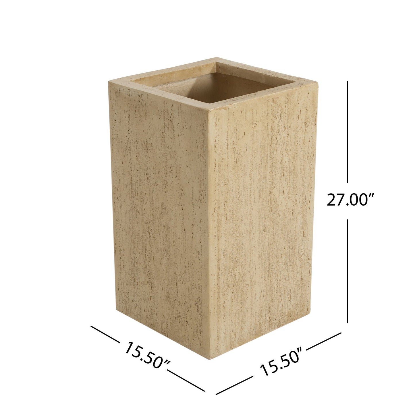 Modern Outdoor Planter by HouseOfZazla beige concrete-look square planter 15.5in 27in tall on Tampa Home & Garden Store