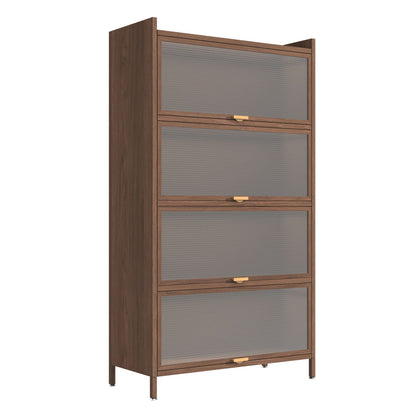 HouseOfZazla Flip Doors Cabinet tall display cabinet in walnut with frosted glass panels on Tampa Home & Garden Store