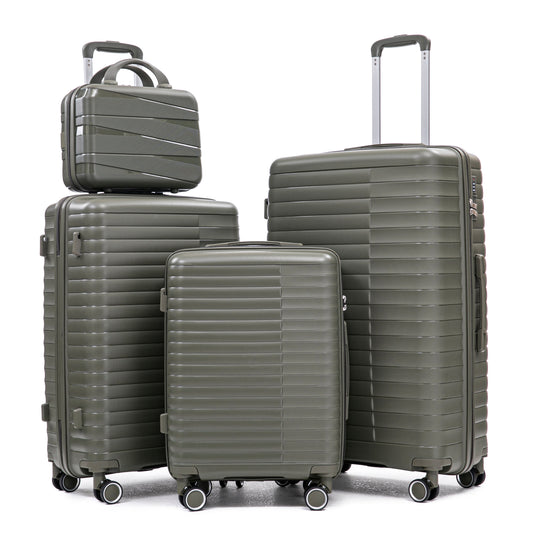 4-Piece Spinner Luggage Set with Cosmetic Case in Green, Hard Shell by HouseOfZazla on Tampa Home & Garden Store