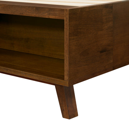 Walnut Queen Platform Bed Frame and Storage