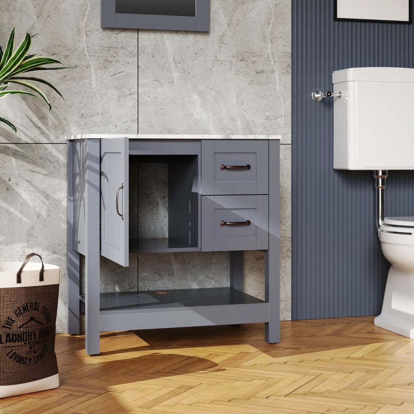 Bathroom Vanity with Mirror and Top Gray
