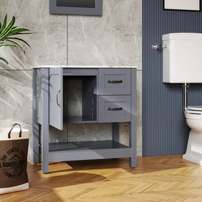 Bathroom Vanity with Mirror and Top Gray
