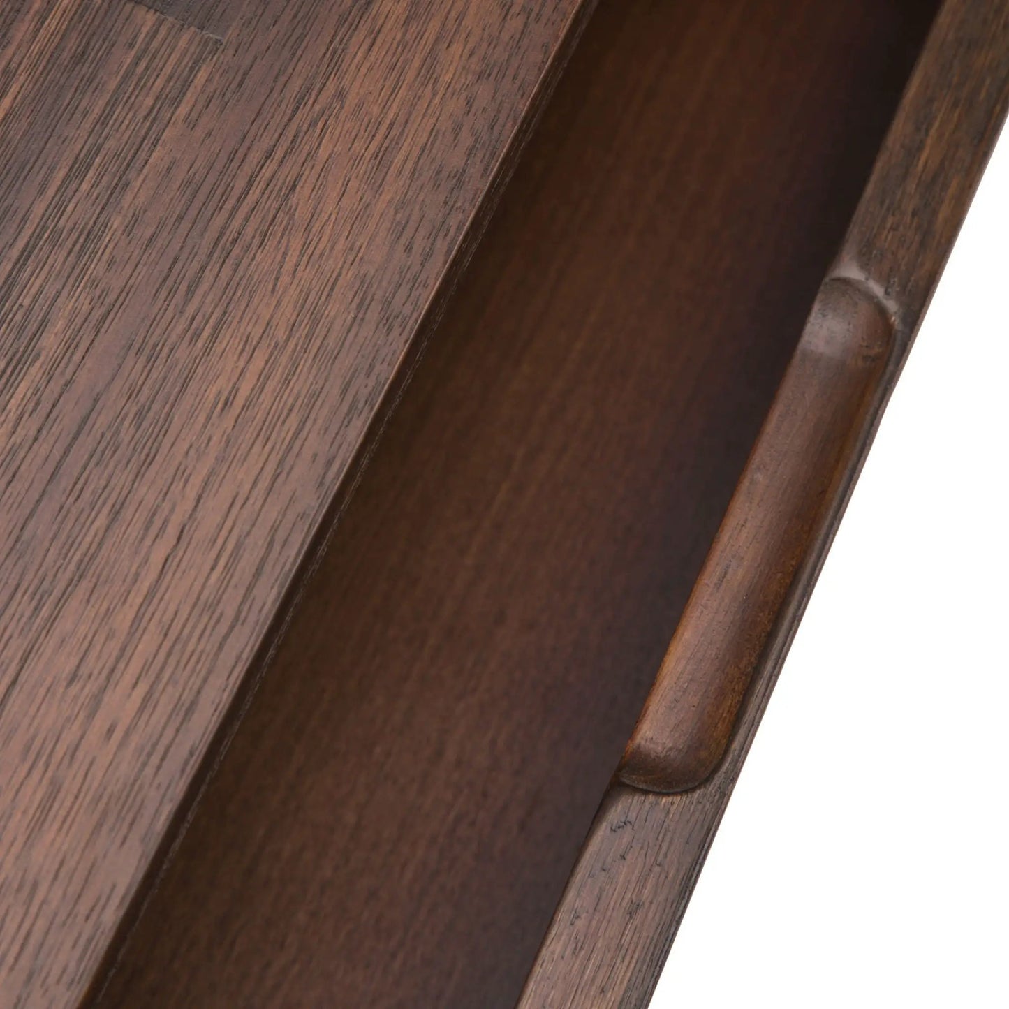 Lowry handcrafted console sofa table dark wood grain close-up on Tampa Home & Garden Store