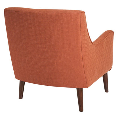 Burnt orange accent arm chair with textured upholstery and solid wood tapered legs on Tampa Home & Garden Store
