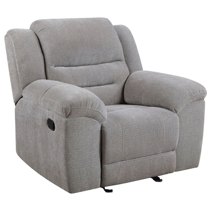 Sebring upholstered glider recliner chair gray fabric with manual recline HouseOfZazla on Tampa Home & Garden Store