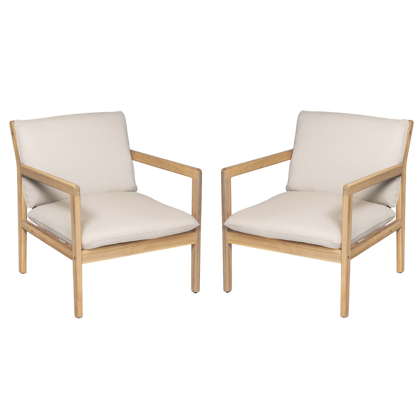 Durable Acacia Wood Patio Armchair Set of Two