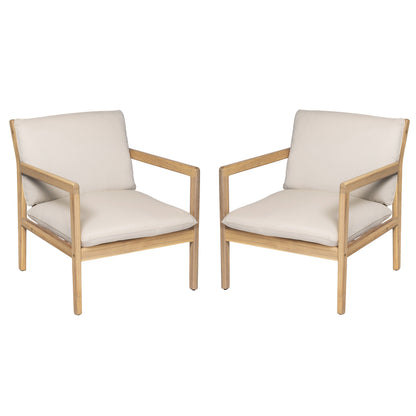 Durable Acacia Wood Patio Armchair Set of Two