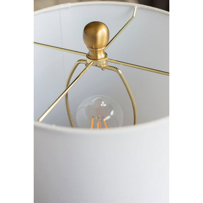 HouseOfZazla Marble Table Lamp with brass finish and white drum shade on Tampa Home & Garden Store