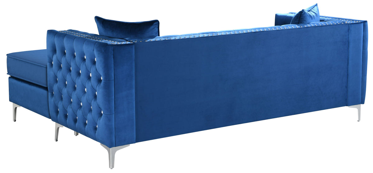 Paige Sofa Chaise and Elegant Tufted Steel Legs