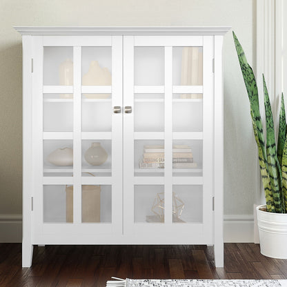 Acadian white glass-front 2-door accent cabinet with grid panes, display shelves on Tampa Home & Garden Store