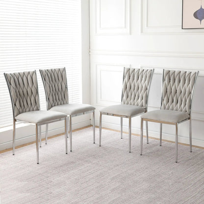 Modern dining chair set Unique Piece Furniture grey tufted upholstery chrome legs 4 chairs on Tampa Home & Garden Store