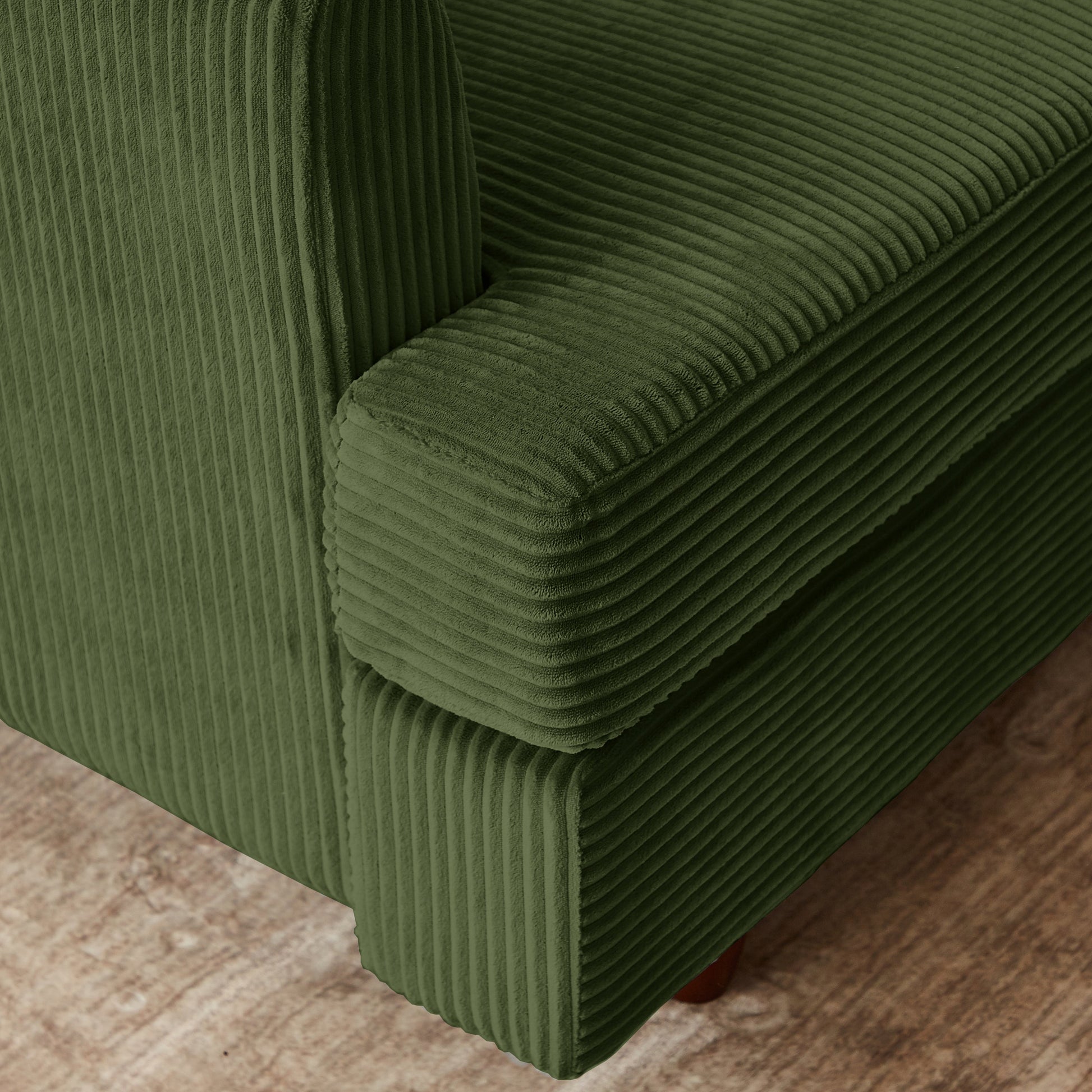 Modern Modular Sectional Couch by HouseOfZazla in olive green corduroy fabric on Tampa Home & Garden Store