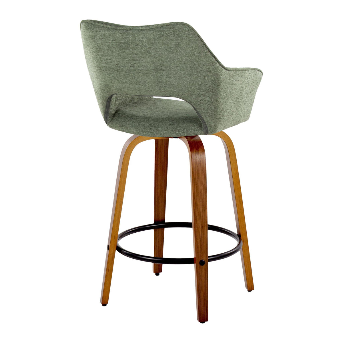 Contemporary fixed-height counter stools, green fabric, swivel with footrest, set of 2, HouseOfZazla on Tampa Home & Garden Store