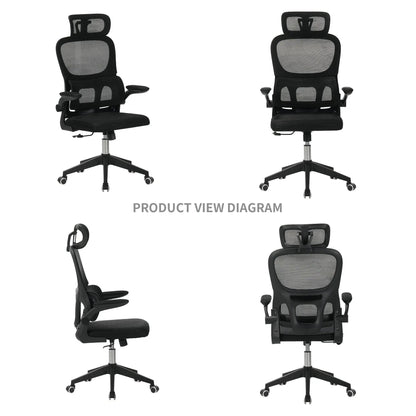 High Back Ergonomic Swivel Office Chair with Tilt, 3D Headrest, Lumbar Support, Black Mesh on Tampa Home & Garden Store