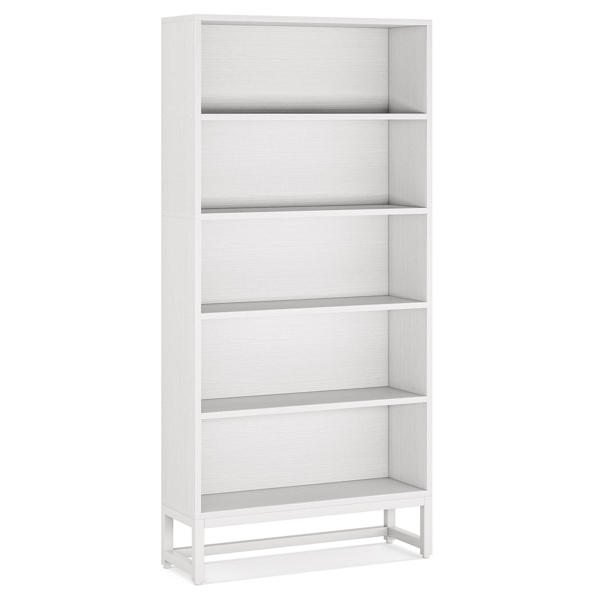 5-tier heavy-duty bookshelf white powder-coated steel frame by HouseOfZazla bookcase on Tampa Home & Garden Store