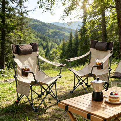 Two Comfortable Folding Outdoor Chairs and Cover