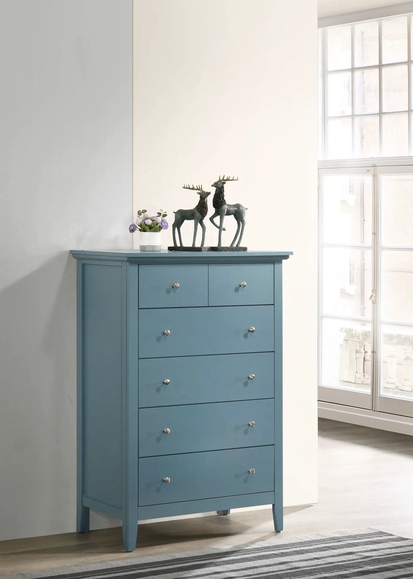 Hammond Chest blue accent chest with silver knobs by Unique Piece Furniture on Tampa Home & Garden Store