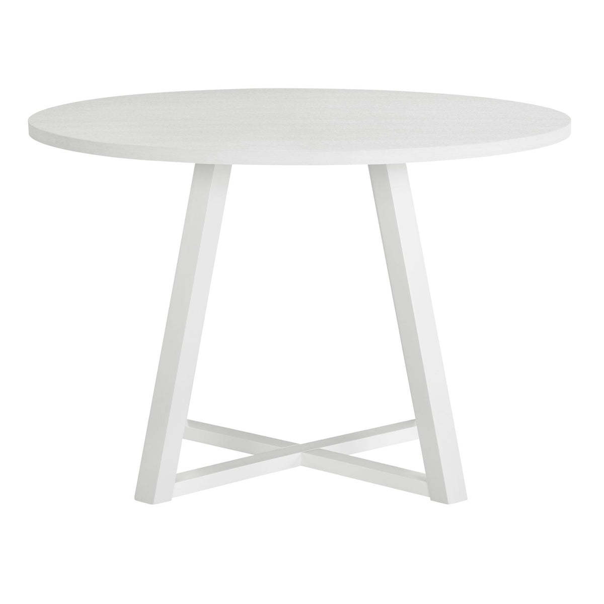 White round dining table with angled legs and cross-brace base HouseOfZazla on Tampa Home & Garden Store