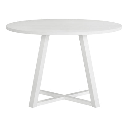 White round dining table with angled legs and cross-brace base HouseOfZazla on Tampa Home & Garden Store