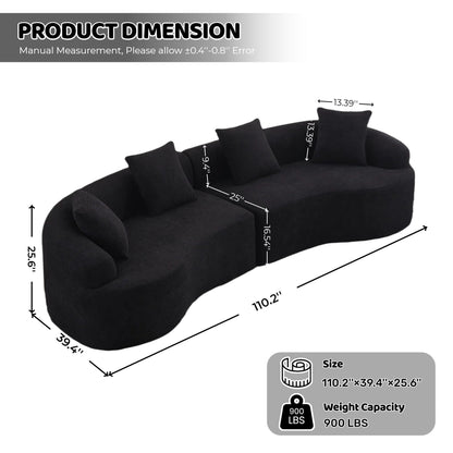 HouseOfZazla 4-seater black fabric stationary sectional sofa with four cushions on Tampa Home & Garden Store