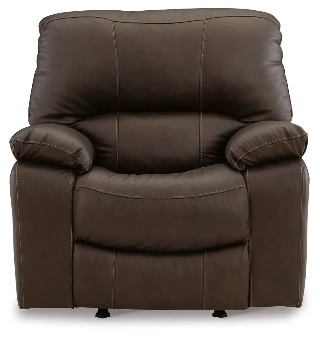 Leesworth Rocker Recliner by Unique Piece Furniture in brown leather on Tampa Home & Garden Store