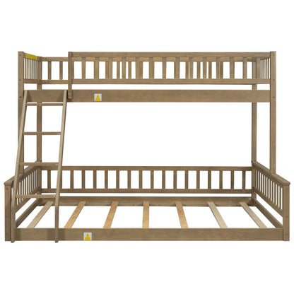 Bunk bed with ladder and guardrails in natural wood by HouseOfZazla on Tampa Home & Garden Store