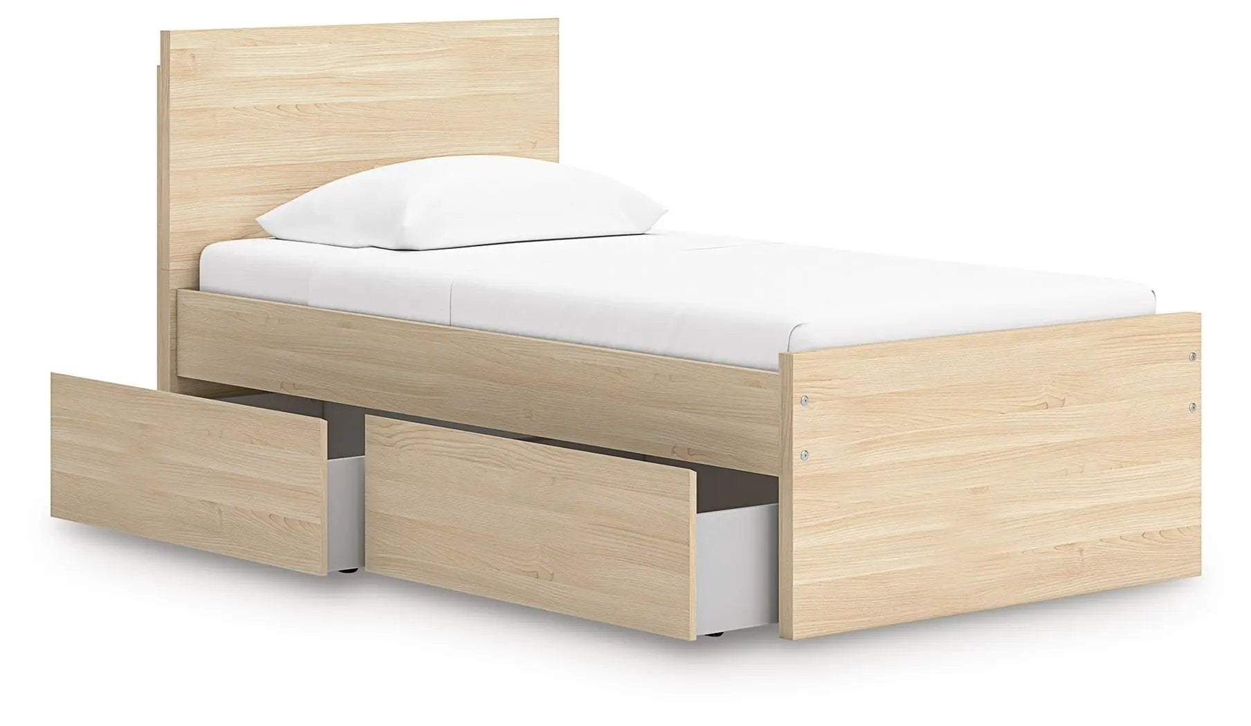Onita Panel Platform Bed with under-bed storage drawers in oak by Unique Piece Furniture on Tampa Home & Garden Store