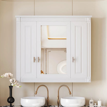 Wall Mounted Cabinet with Mirror and Shelves