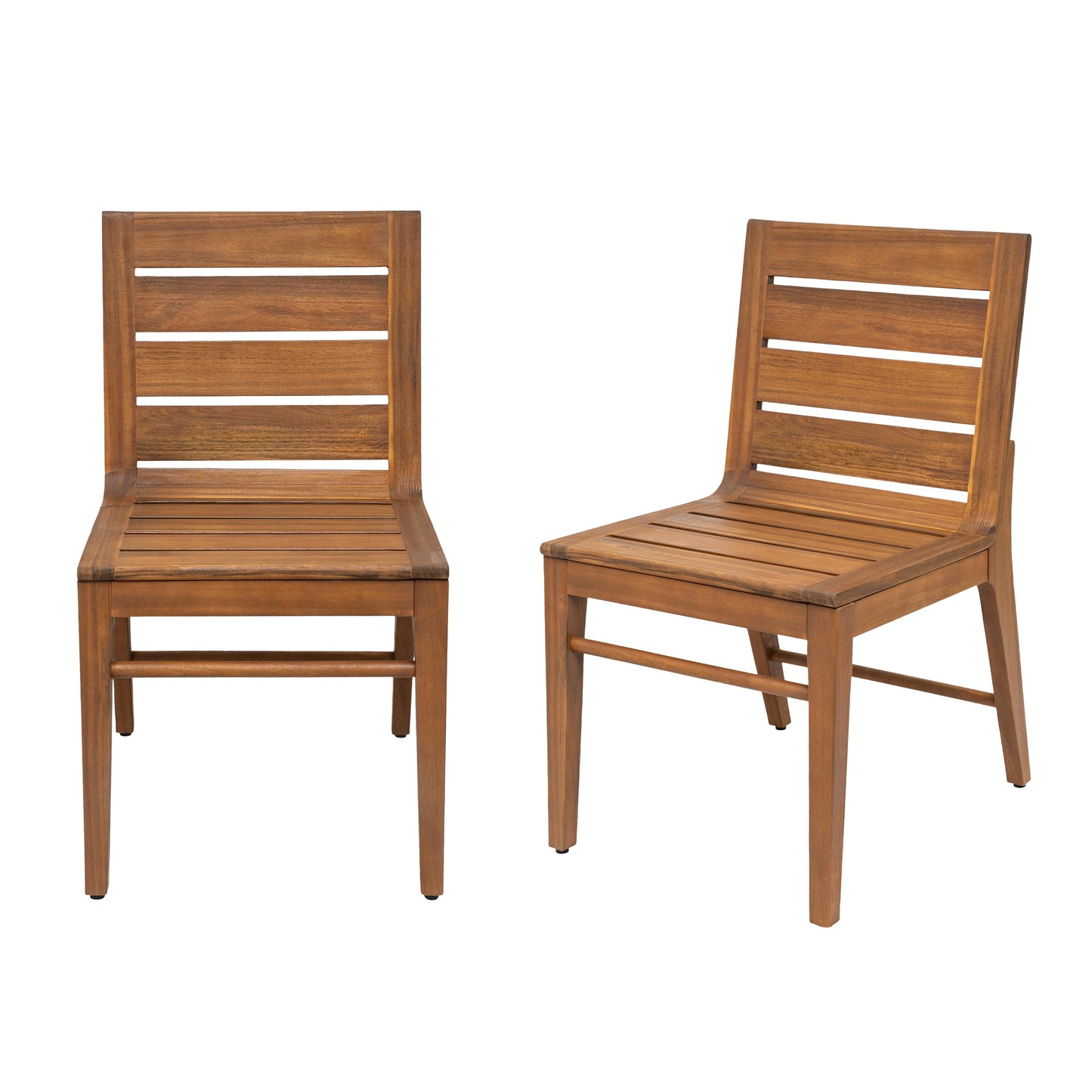 Outdoor Acacia Wood Dining Chairs Set of 2 in warm brown finish by HouseOfZazla on Tampa Home & Garden Store