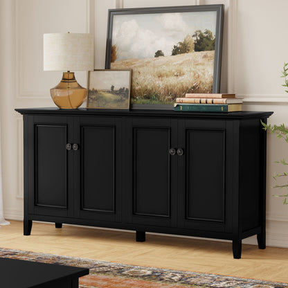 Amherst 4-Door Storage Cabinet in black finish with paneled doors, HouseOfZazla accent cabinet on Tampa Home & Garden Store