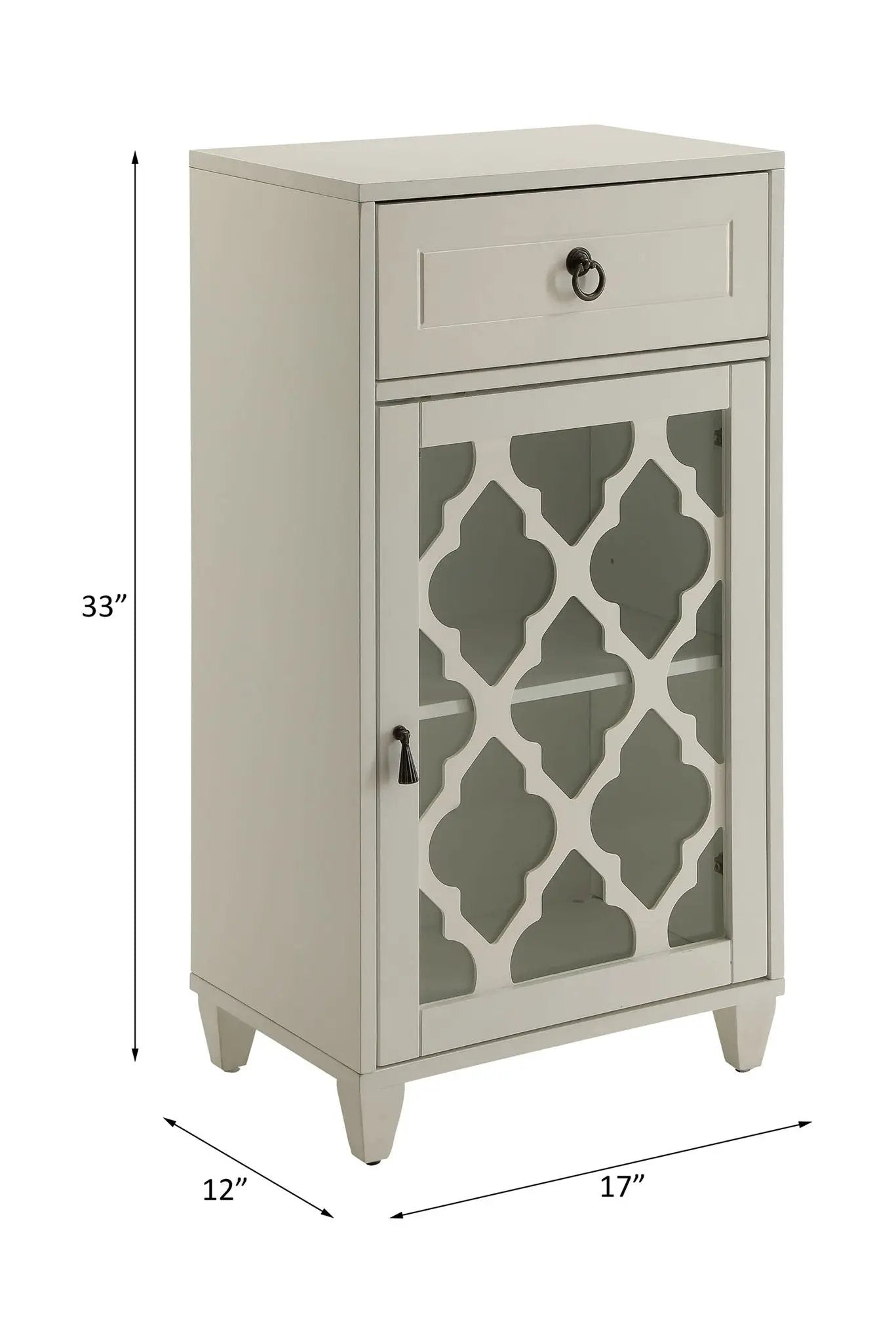 Ceara Accent Table With Drawer and Glass Door
