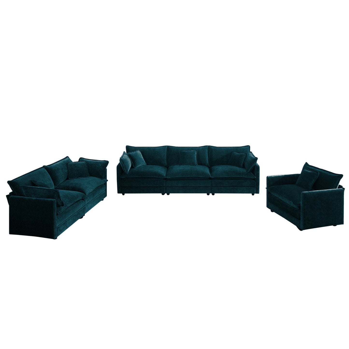 Modern and Comfy Chenille Three Piece Sofa